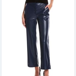 Alexia Admor Navy Faux Leather Straight-Leg Pants